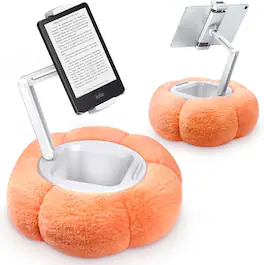 FINEAK - Pumpkin Tablet Pillow Stand with Snack Bowl & Adjustable Viewing - Orange