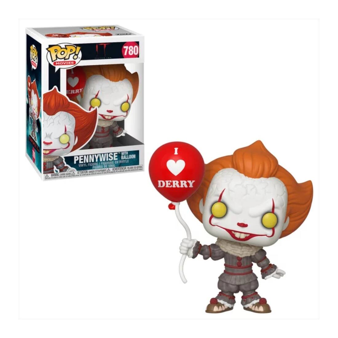 POP! MOVIES 780 PENNYWISE WITH BALLOON FIGURINE EN WITLE VINYL FIGURE VIRIL FIGORA DE AMERICA