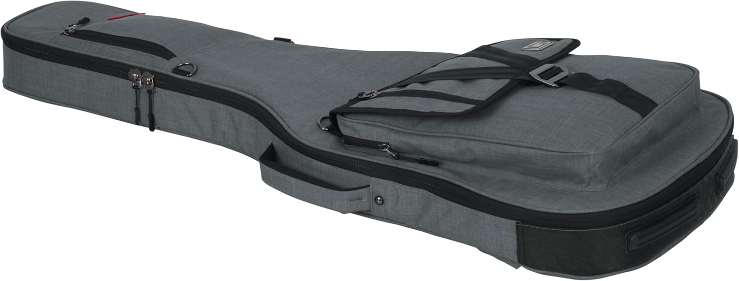 Angle. Gator - Transit Series Electric Guitar Gig Bag with Rigid Internal Frame and Weather-Resistant Exterior - Light Grey.