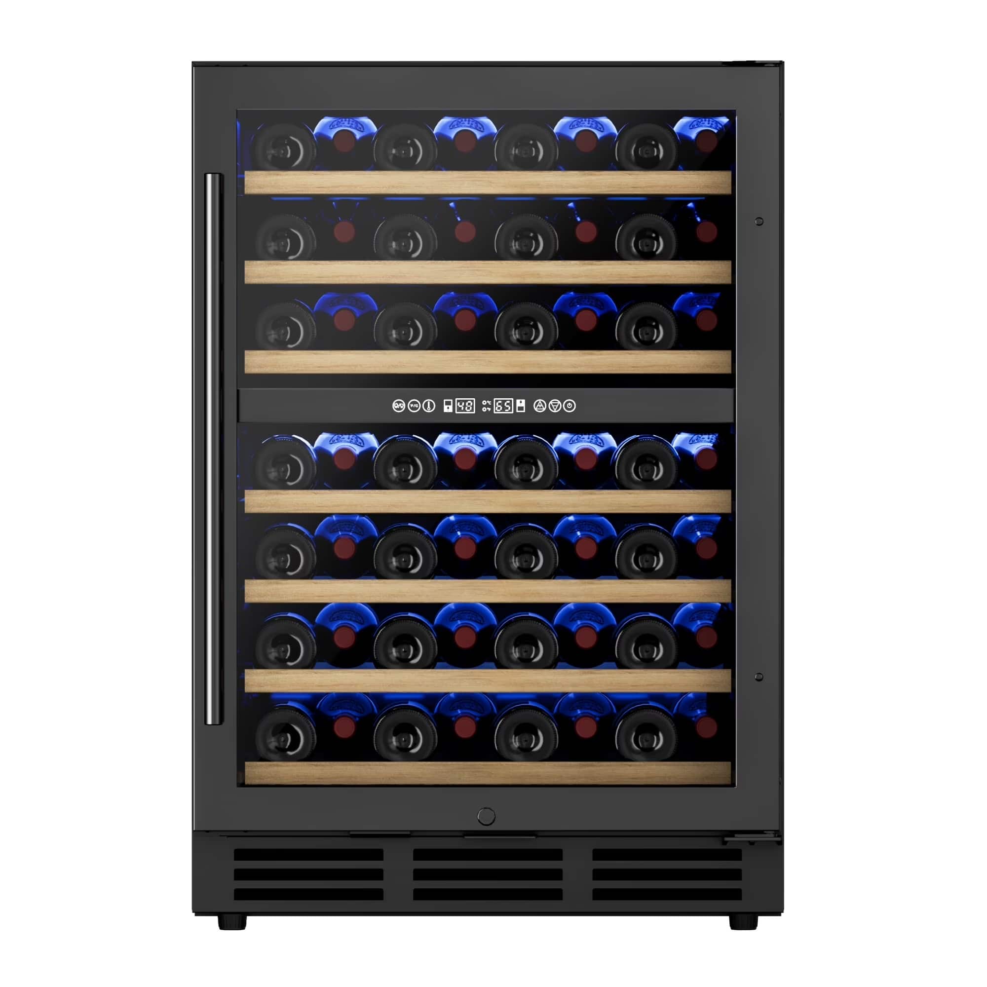 Euhomy - Dual Zone 5 Cu.Ft Wine Cooler - Quiet Built-In/Freestanding Fridge w/Reversible Door & Removable Shelves - Black