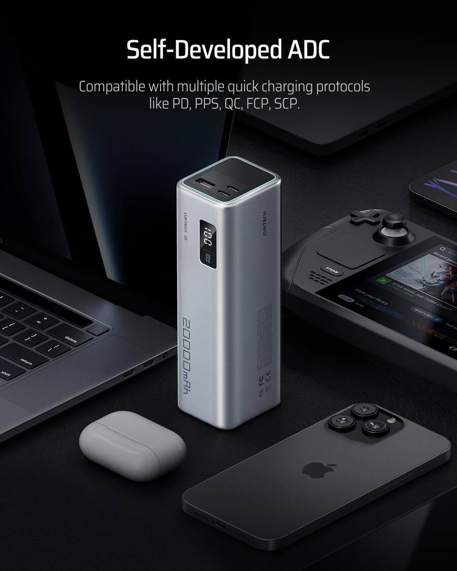 Self-Developed ADC  
Compatible with multiple quick charging protocols like PD, PPS, QC, FCP, SCP.