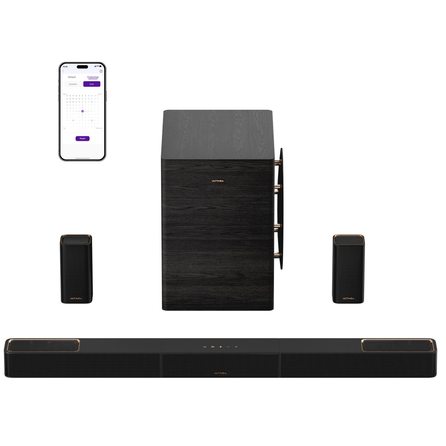 Front. Ultimea - ULTIMEA Skywave Series 7.1.4ch Dolby Atmos Wireless Surround Sound System with 10" Subwoofer and 2 Surround Speakers - Black.