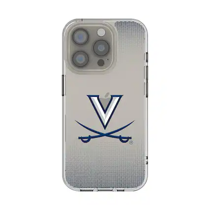 Front. Keyscaper - Virginia Cavaliers Linen Logo iPhone Clear Case - 13 mini - Multicolor.
