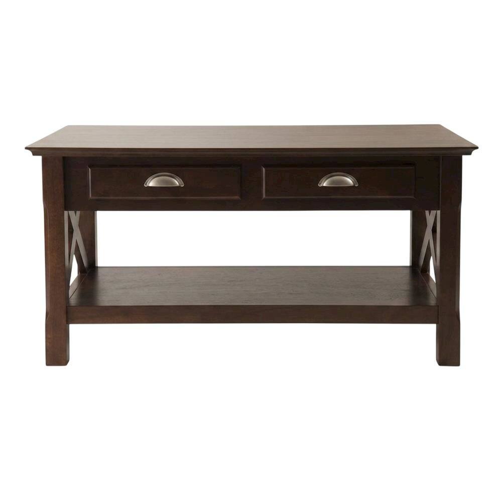 Left. FurniFact - Coffee Table with 2 Storage Drawers for Living Room - Cappuccino.