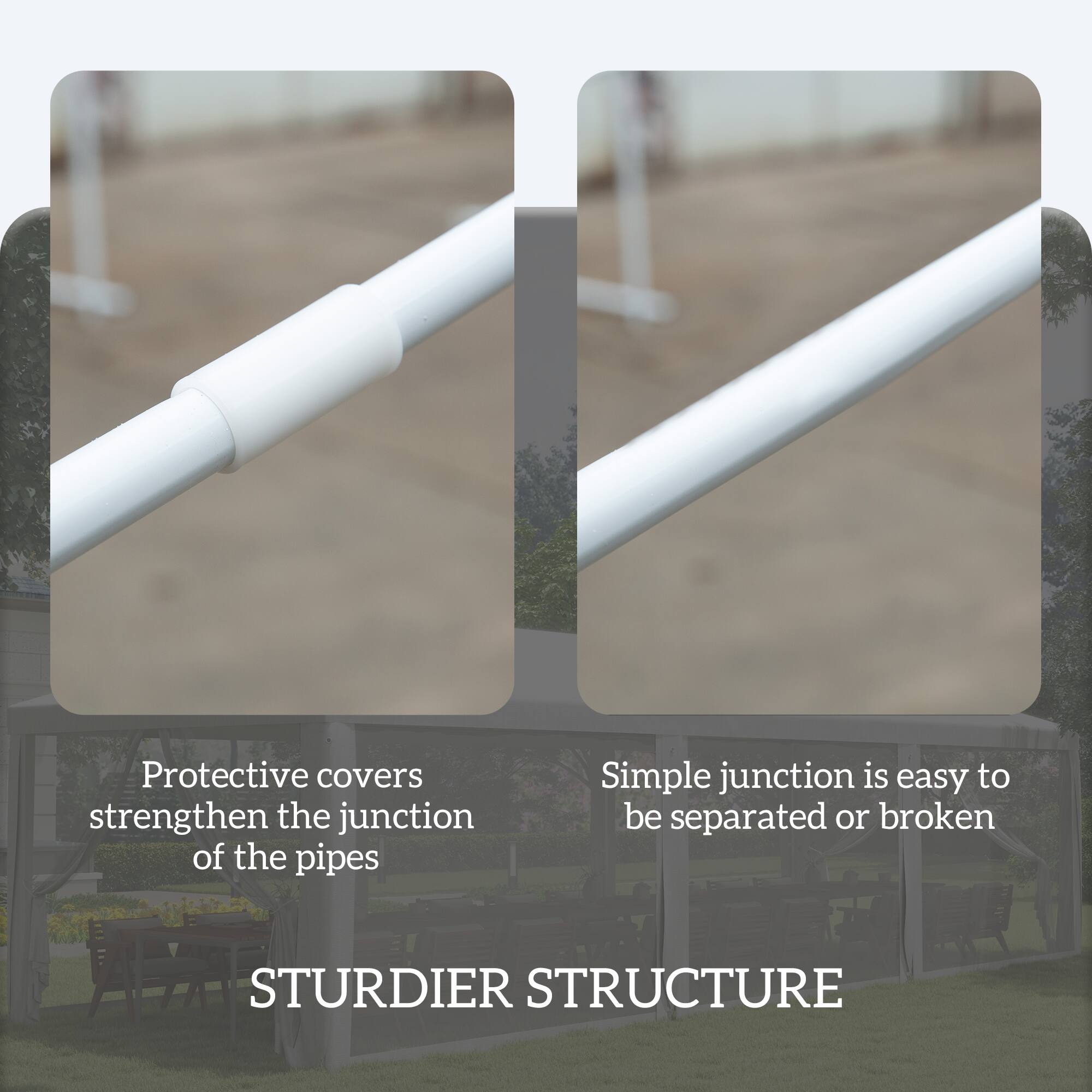 Protective covers strengthen the junction of the pipes. Simple junction is easy to be separated or broken. Sturdier structure.