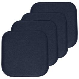 Sweet Home Collection - Charlotte Jacquard Memory Foam No Slip Back 16" x 16" Chair Pad Cushion, 4-Pack - Navy