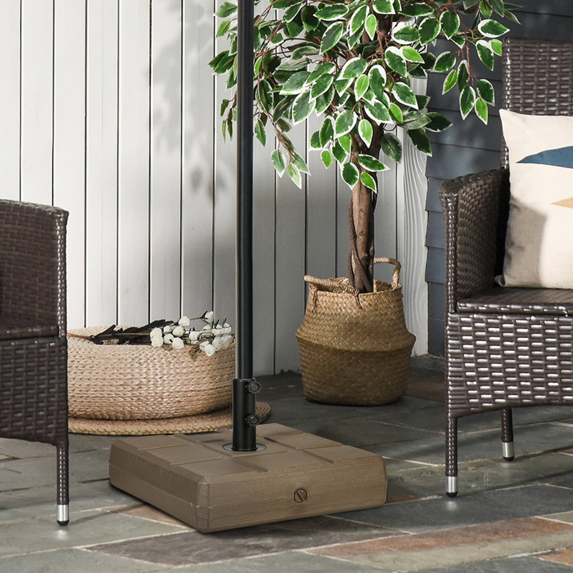 Alt View 1. Outsunny - Stand for 1.5", or 1.9" Umbrella Poles - Brown.