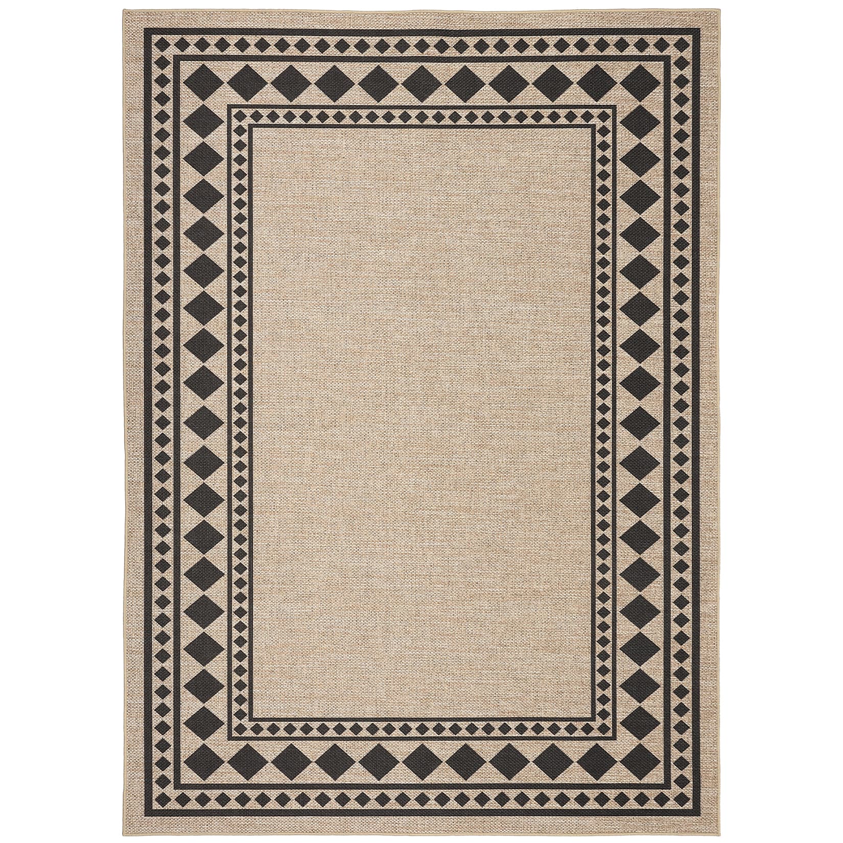 Jojoka - Modern Geometric Border Area Rug Minimalist Machine Washable Non Slip Ultra Thin Low Pile Carpet for High Traffic Areas - Camel Black