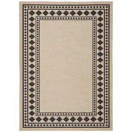Jojoka - Modern Geometric Border Area Rug Minimalist Machine Washable Non Slip Ultra Thin Low Pile Carpet for High Traffic Areas - Camel Black