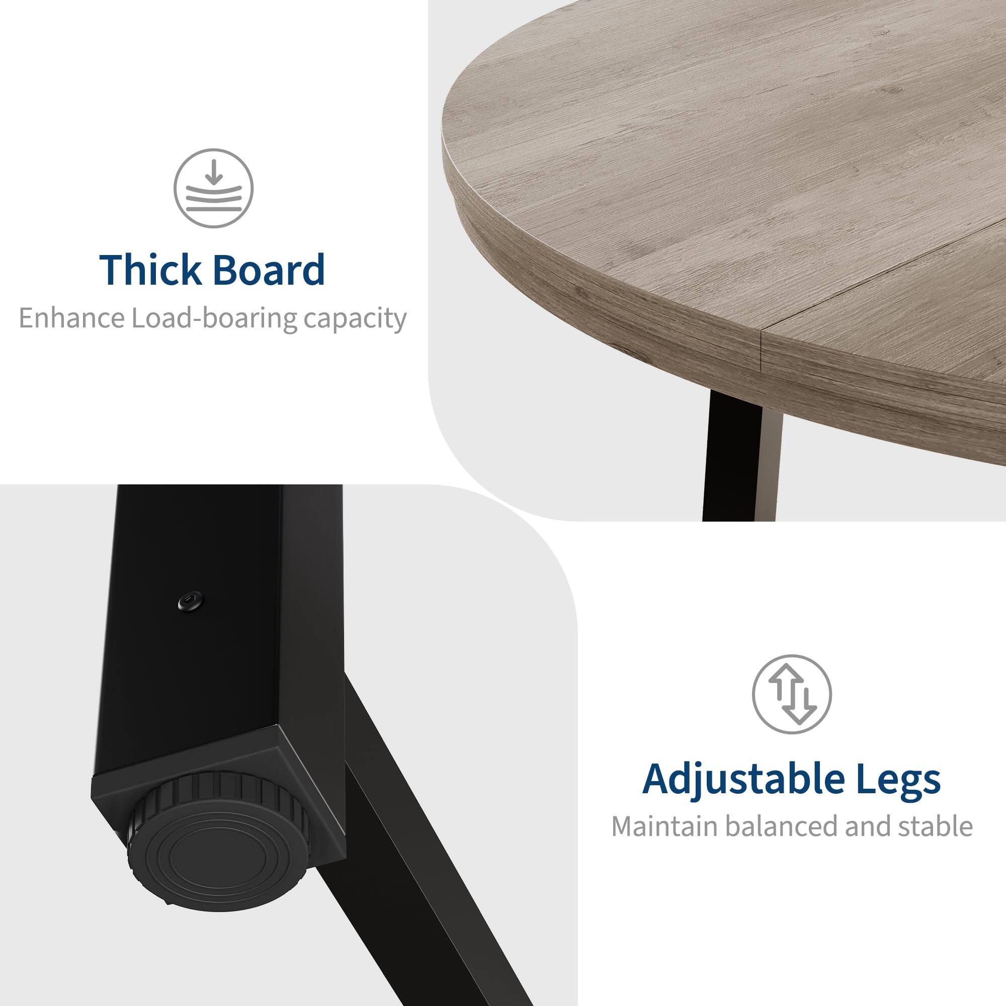 Thick Board  
Enhance Load-bearing capacity  

Adjustable Legs  
Maintain balanced and stable