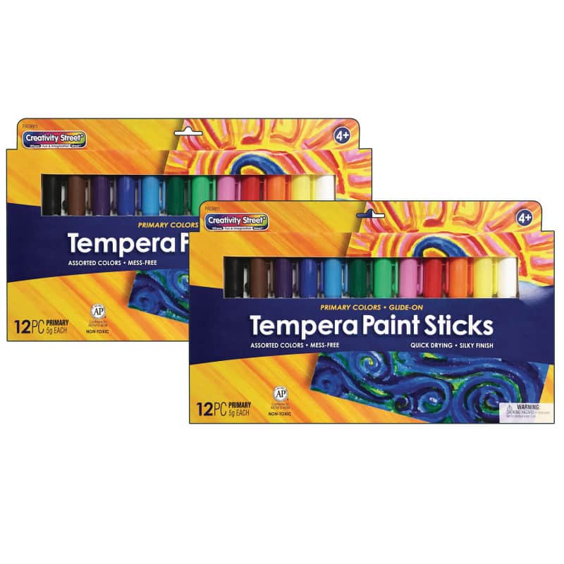 Creativity Street - Glide-On Tempera Paint Sticks 12 Assorted Primary Colors 5 grams 12 Per Pack 2 Packs price history on PriceWatchPro