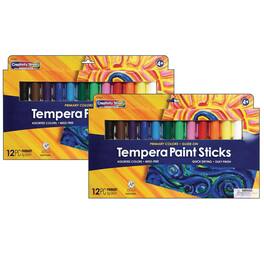 Creativity Street - Glide-On Tempera Paint Sticks 12 Assorted Primary Colors 5 grams 12 Per Pack 2 Packs