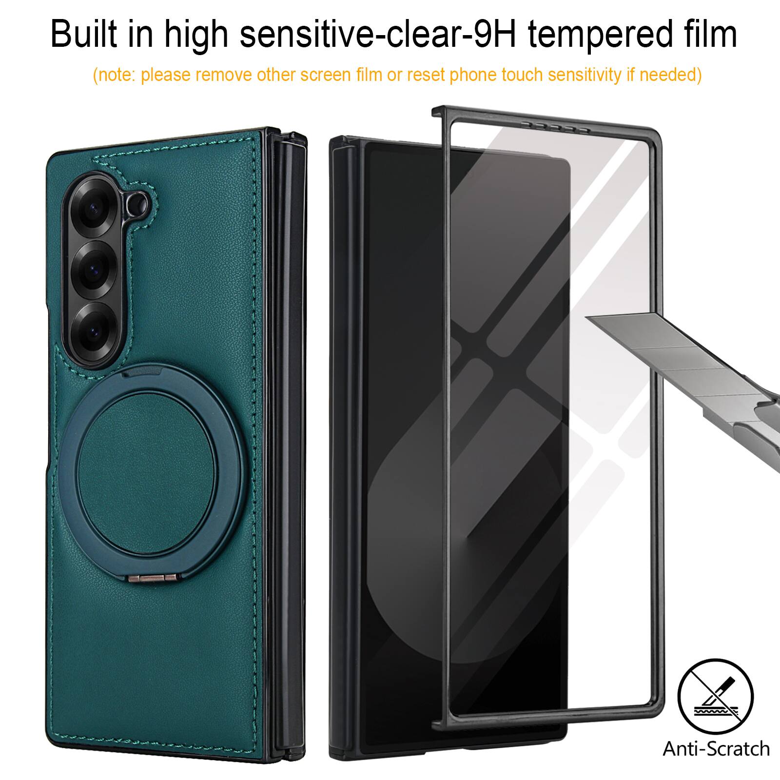 Built in high sensitive-clear-9H tempered film  
(note: please remove other screen film or reset phone touch sensitivity if needed)  
Anti-Scratch