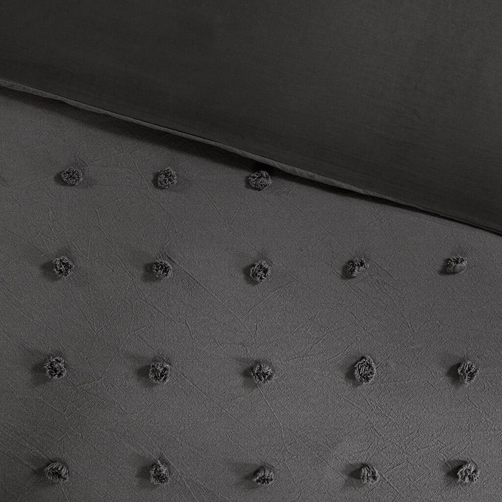 Alt View 5. Gracie Mills - Gracie Mills Mikel Chenille Dot Cotton Jacquard Comforter Set with Euro Shams and Throw Pillows - Charcoal.