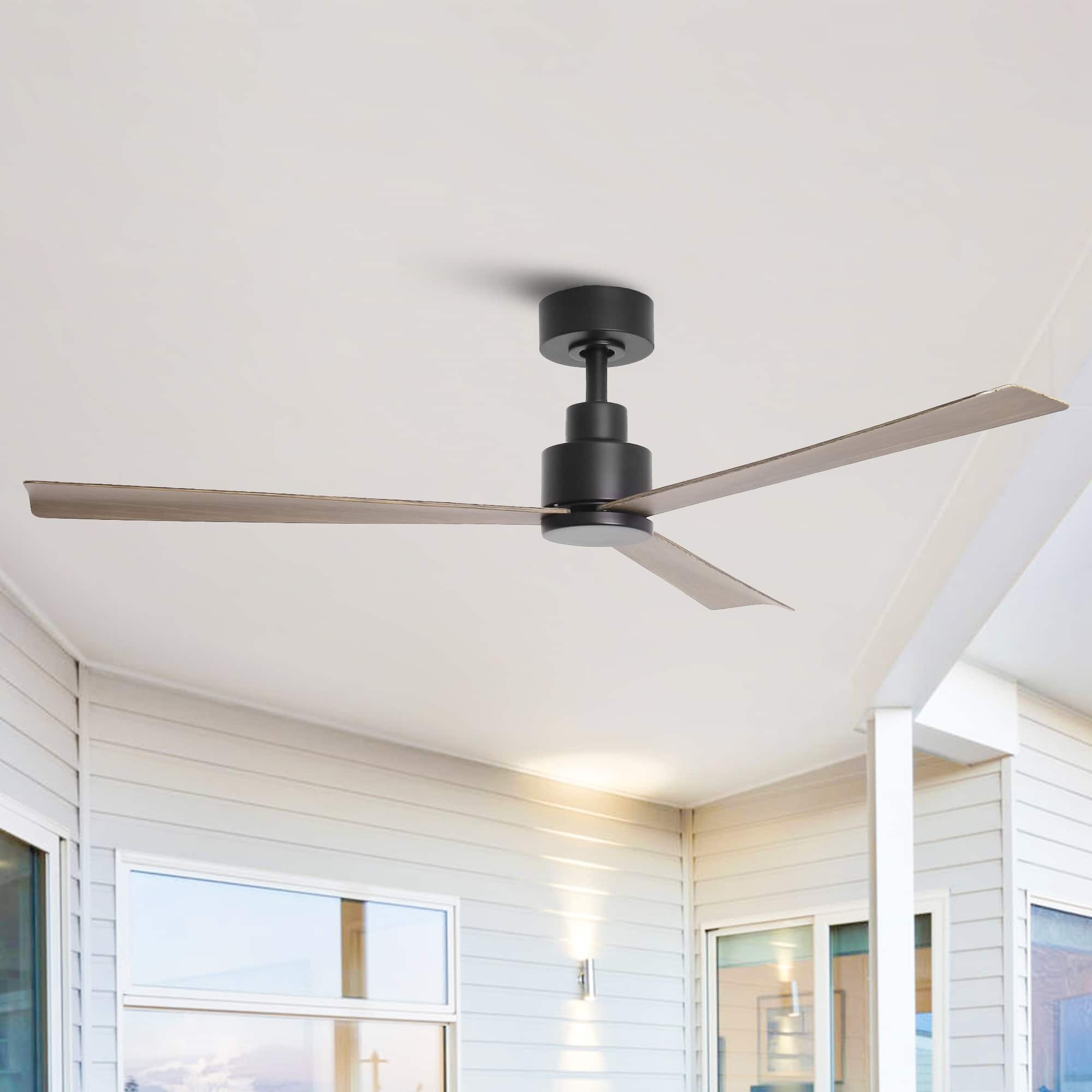 Parrot Uncle - 52" Modern 3-Blade Ceiling Fan with Reversible DC Motor, 6-Speed, Remote Control, No Light - Brown
