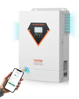 VEVOR - Hybrid Solar Inverter, 6000W, All in One Pure Sine Wave Power Inverter Charger, 48V DC to Single-Phase 220/230V AC - White