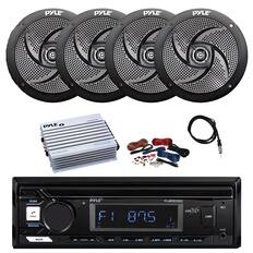 PYLE PYLE PYLE PYLE PYLE O MARINE 400 WATTS PLMRB29B2 sOW 87.5 : BT C 4 USB MIC AUX MUTE H - CLK 1 HI 2 INT a RPT 4 RDM S 3-10 +10