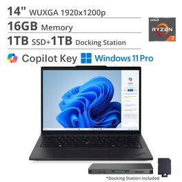 Lenovo - ThinkPad 14.0" AMD Ryzen 7 8840U AMD Radeon 780M 16GB Memory 1TB Storage Windows 11 Pro 21MC000CUS - Black