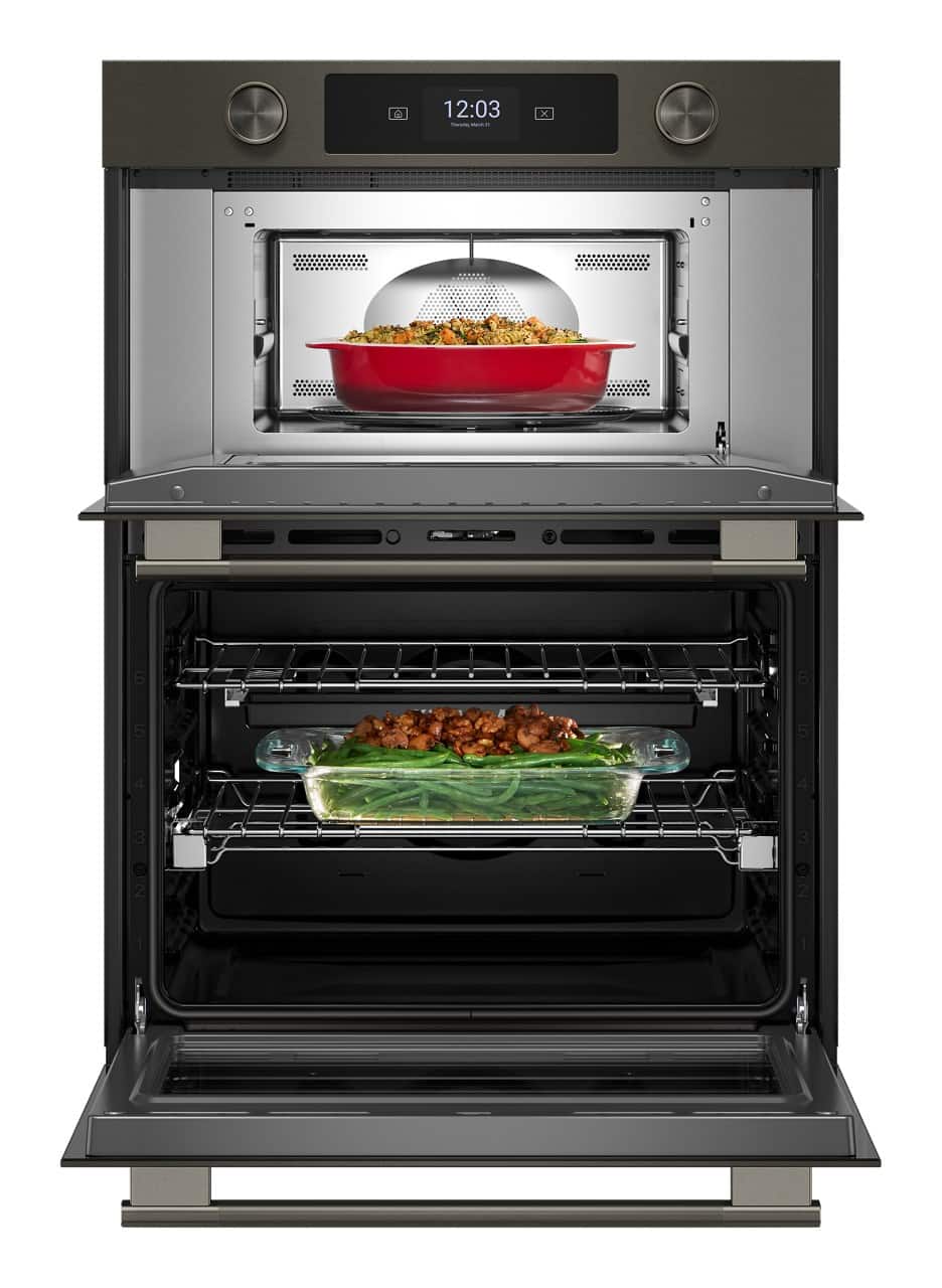 Alt View 2. KitchenAid - 30" Smart Built-In Electric Double Wall Combination with Microwave and Assisted Cook Cycles - Black Ore.