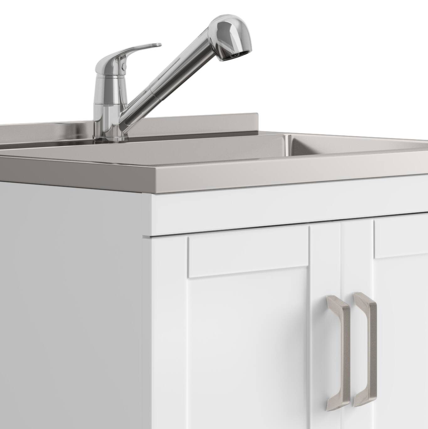 Alt View 8. Simpli Home - Kyle All-In-One 28-inch Laundry Utility Sink and Cabinet - Pure White.