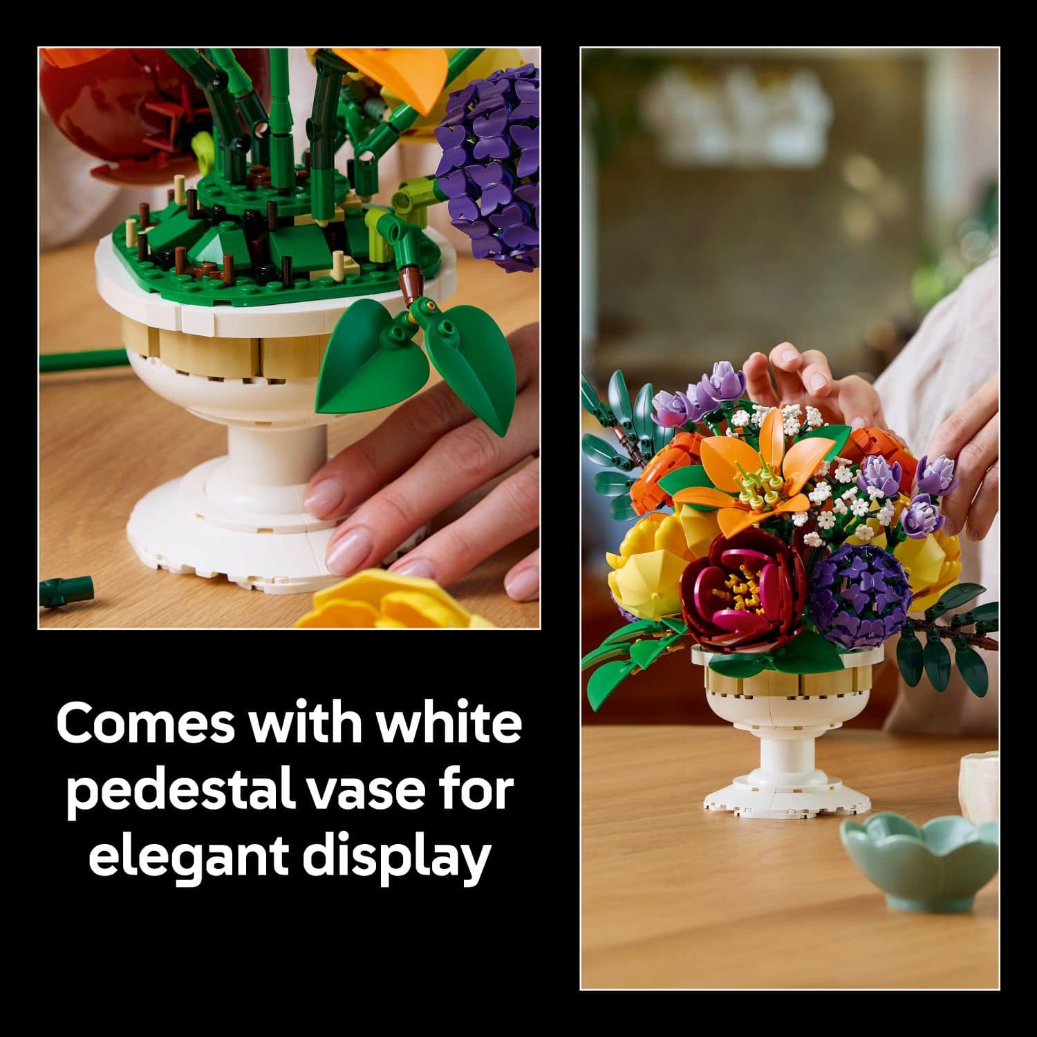 Comes with a white pedestal vase for elegant display.