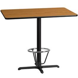 Emma + Oliver - 30"x48" Rectangular Laminate Bar Table with 23.5"x29.5" Foot Ring Base - Natural