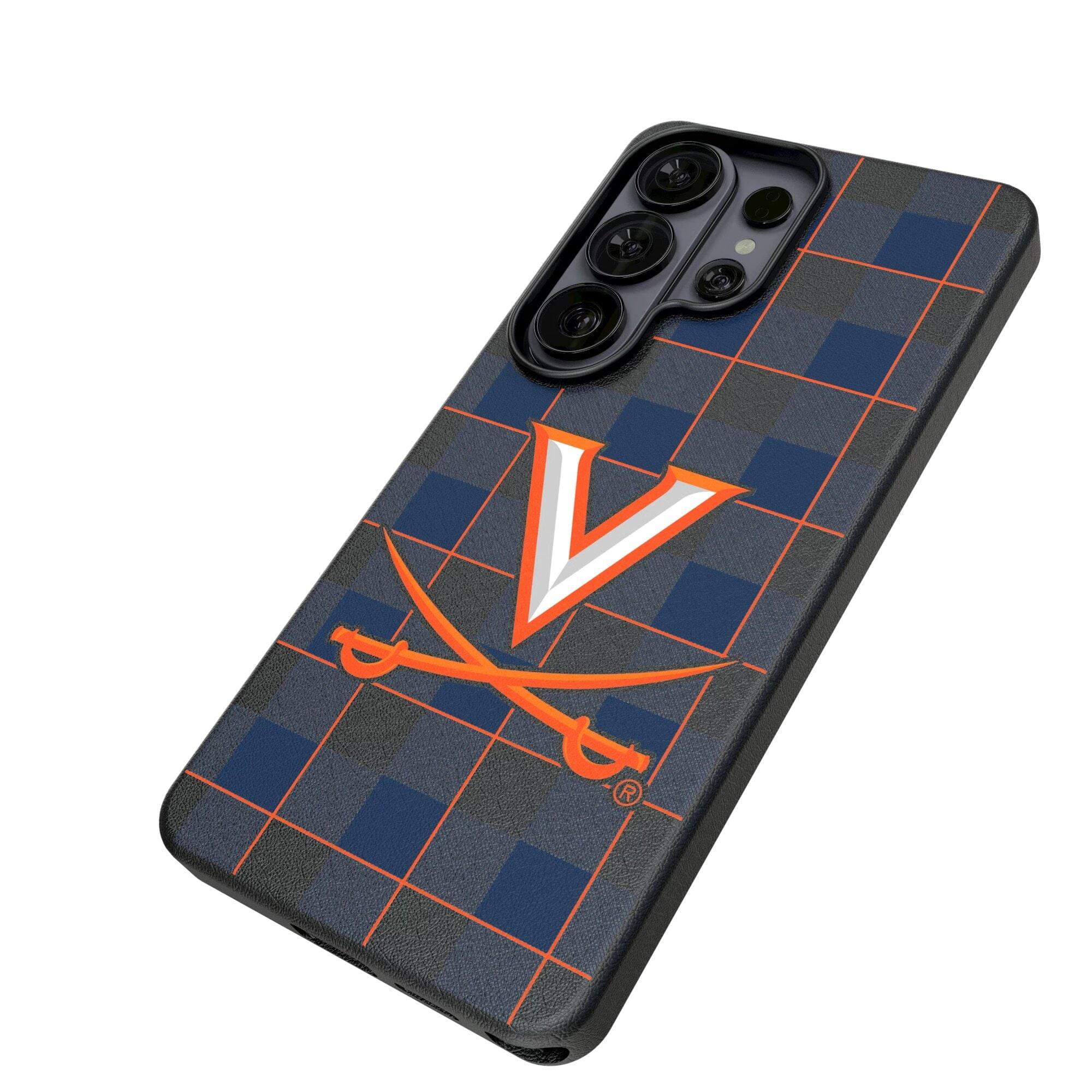 Alt View 1. Keyscaper - Virginia Cavaliers Plaid Galaxy Magnetic Bump Case - S24 - Black.