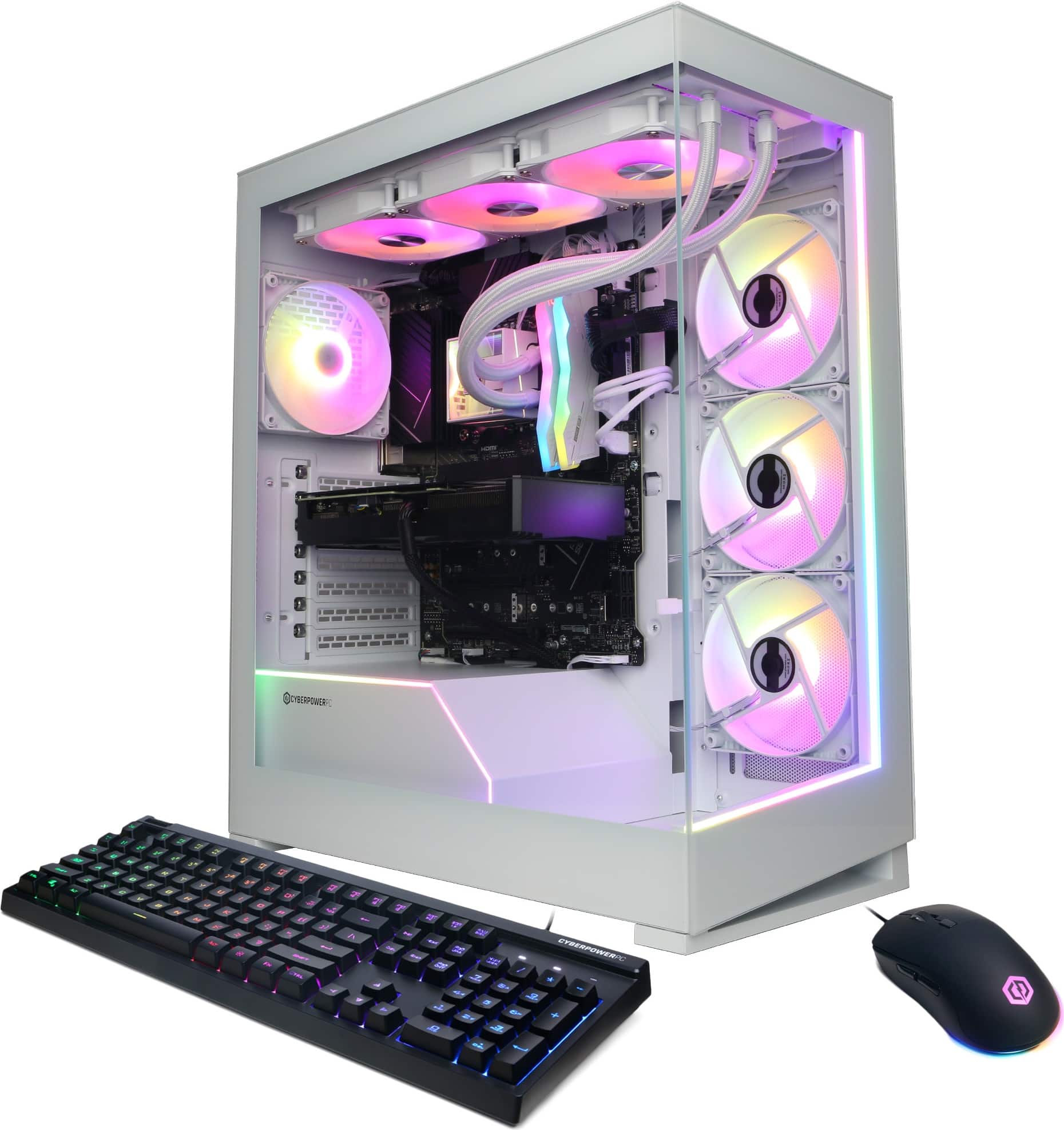 Front. CyberPowerPC - Gaming Desktop - Intel Core i9-14900KF - NVIDIA GeForce RTX 5070 12GB - 32GB DDR5 - 1TB PCIe 4.0 SSD - White.