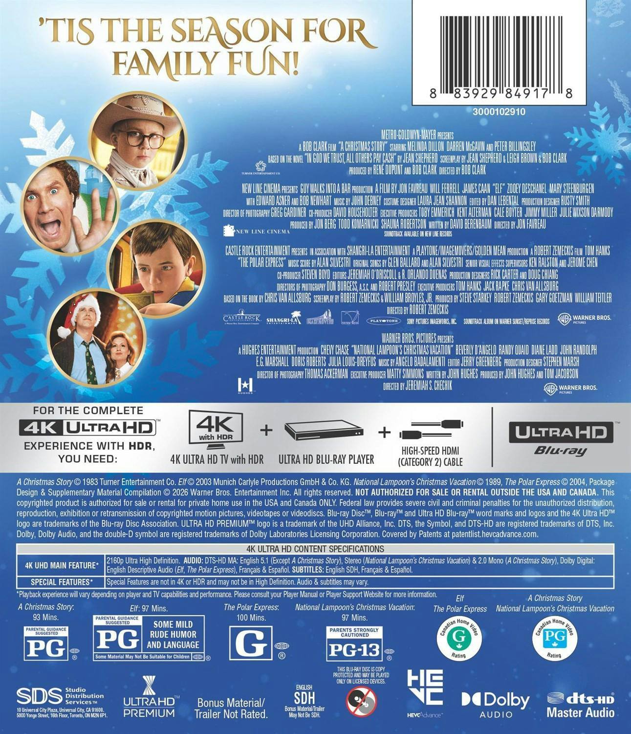 Back. Essential Holiday 4-Film Collection   - 4K Blu-Ray.