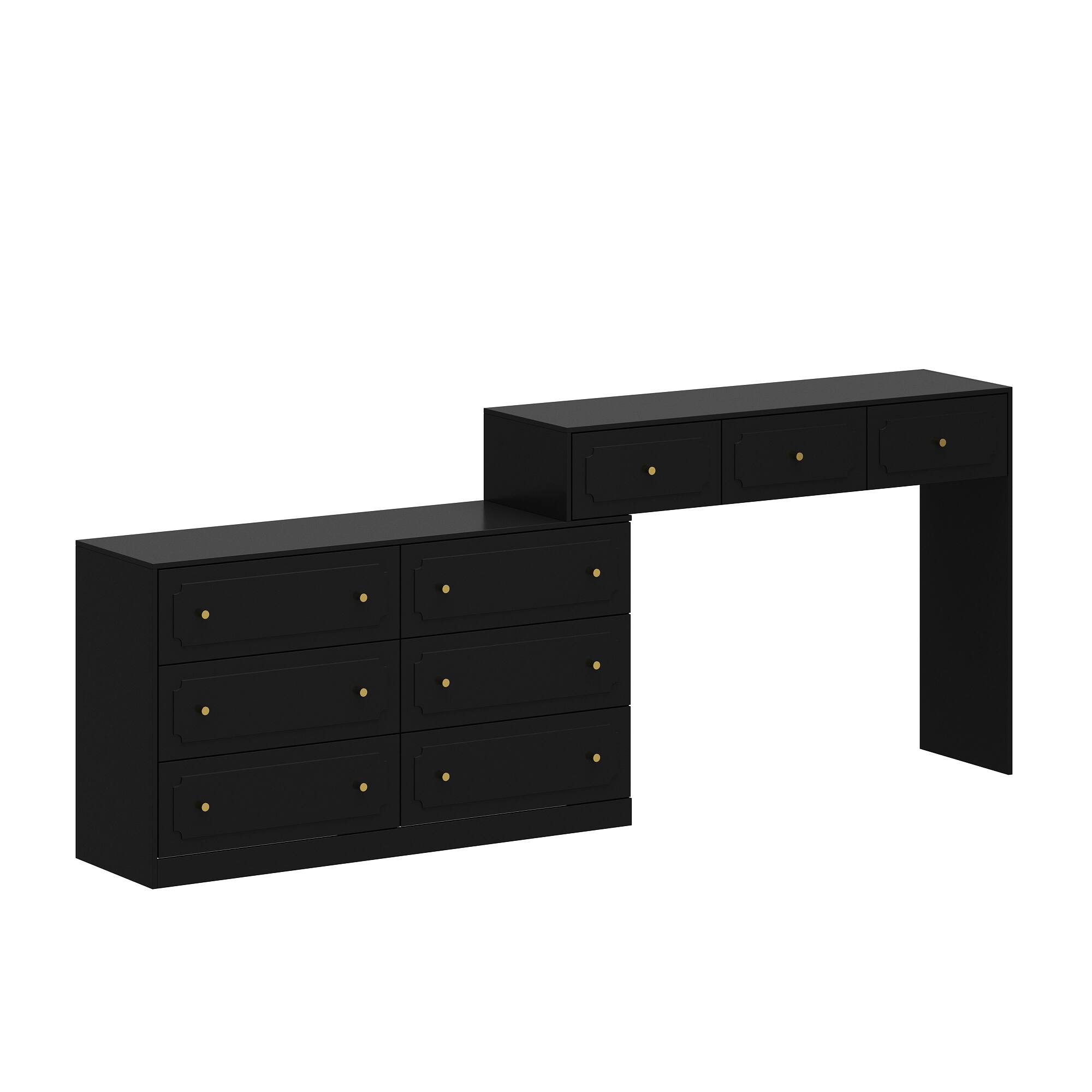 Angle. Famapy - Famapy Transformable Multi - Drawer Dresser: Vanity & Storage All - in - One - Black.