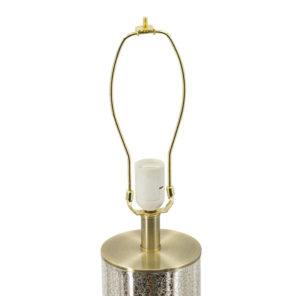 Alt View 4. Luckbyte - 16x16x35 Inch Gold Mirrored Glass Table Lamp With White Fabric Shade.