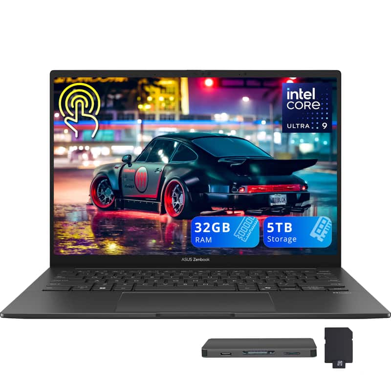 ASUS - Zenbook 14 14" FHD+ Touchscreen,Intel Ultra 9 285H,32GB RAM,4TB SSD+1TB Dock Station,Backlit Keyboard,Win 11 - Gray