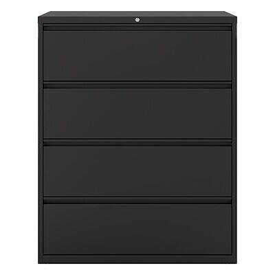 Alt View 1. Staples - 4-Drawer Lateral File Cabinet, Letter/Legal Size, Lockable, 52.36"H x 42"W x 18.62"D - Black.