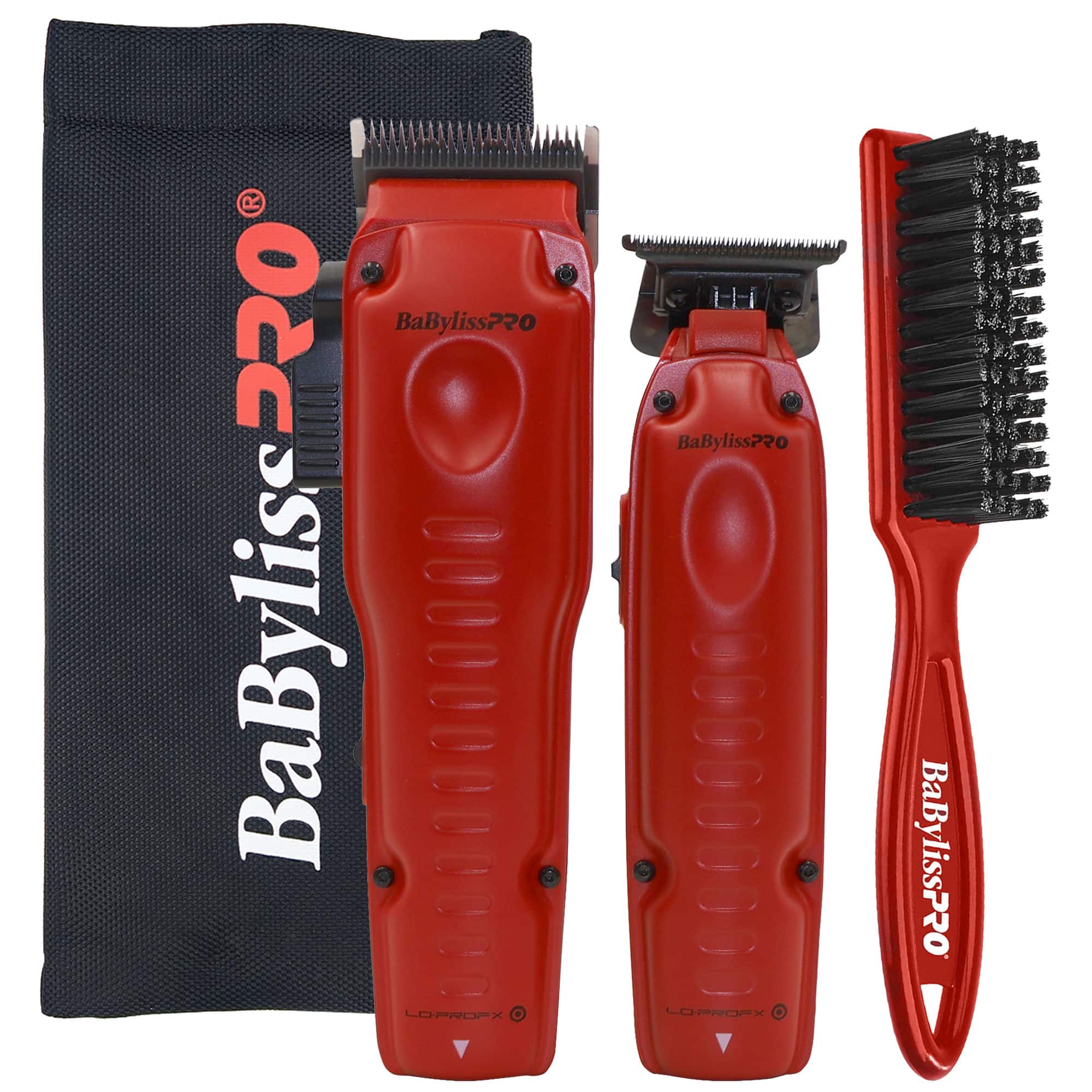 Babyliss - Pro FXONE LO-PROFX Hair Clipper, Trimmer FX129MRPK + Brush + Pouch - Red