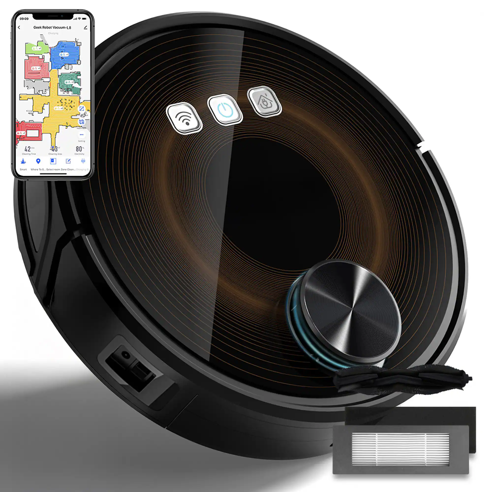 Sure, here is the corrected and grouped text:

- Goak Robot Vacuum-L
- Cleaning
- 42m²
- 63
- 80
- 12
- BAP
- AP 13
- N C C A.2 42