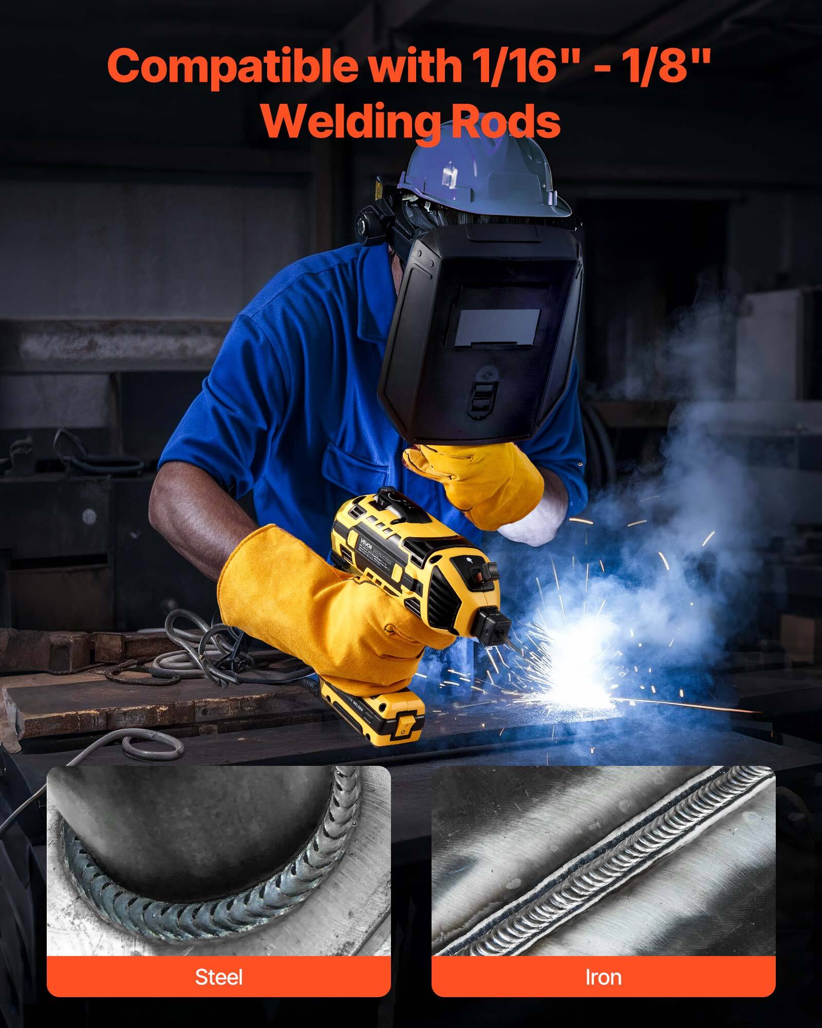 Compatible with 1/16" - 1/8" Welding Rods

Steel

Iron