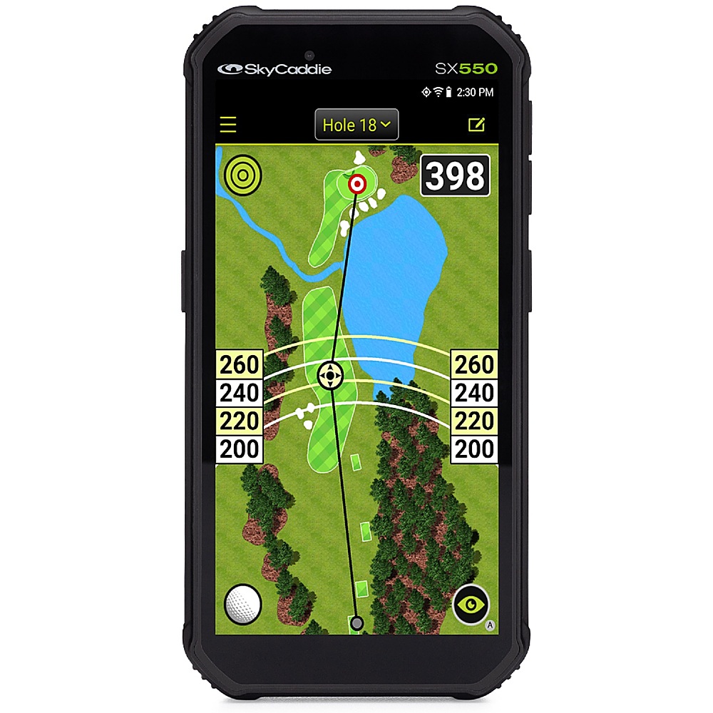 Left View: SkyCaddie - SX550 TourBook 5.5 inch screen, Golf GPS Rangefinder - Black