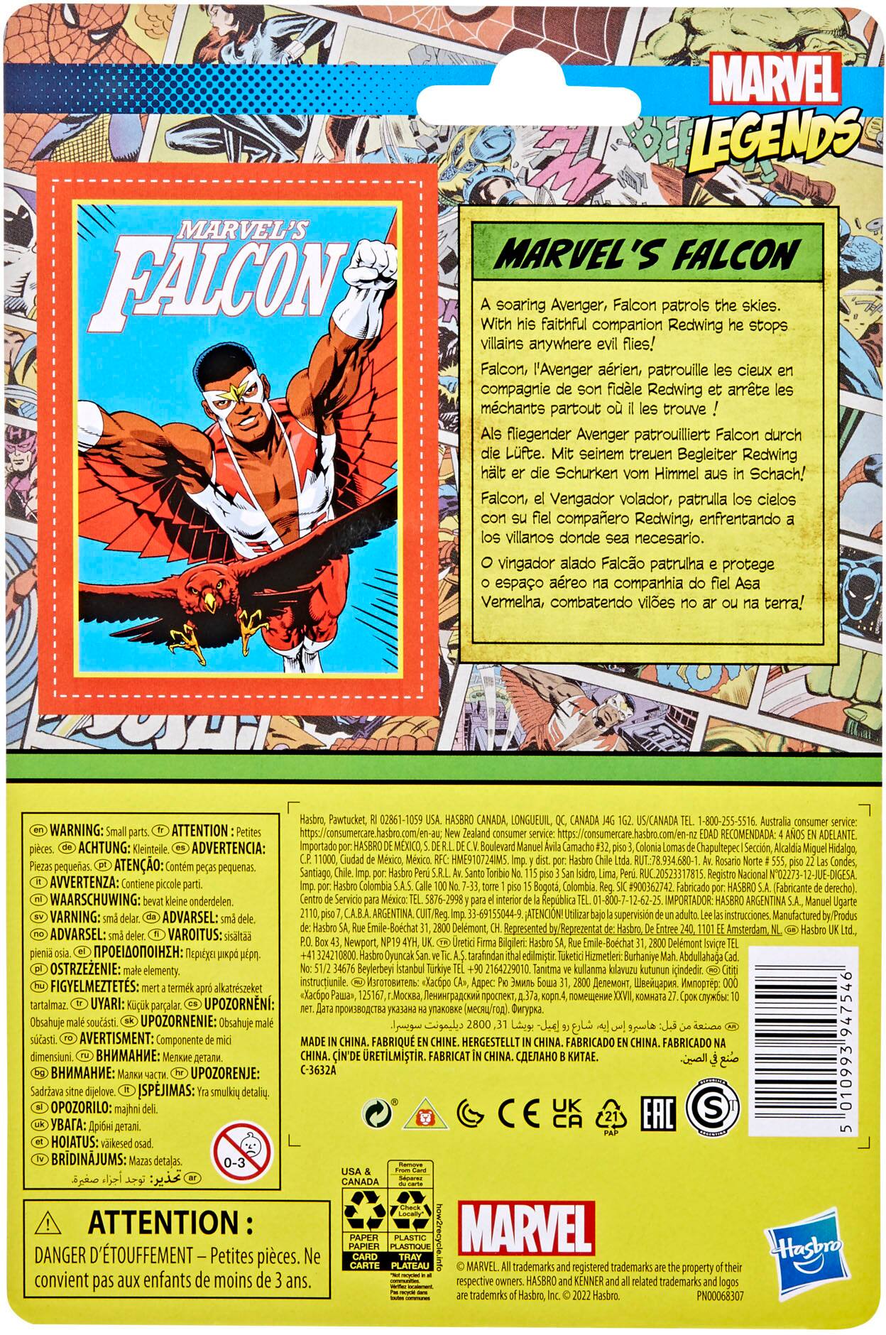 Left. Marvel - Legends Retro 375 Marvel’s Falcon Figure.