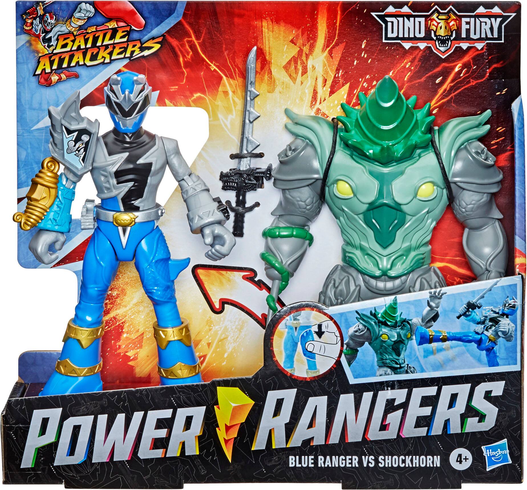 Angle View: Power Rangers Dino Fury Battle Attackers Blue Ranger vs. Shockhorn