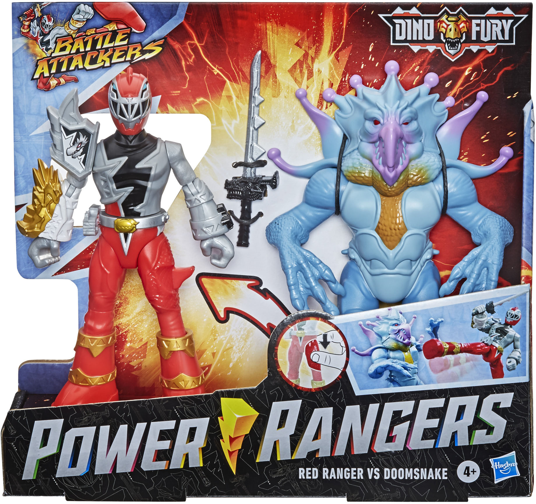 Best Buy: Power Rangers Dino Fury Battle Attackers Red Ranger vs ...