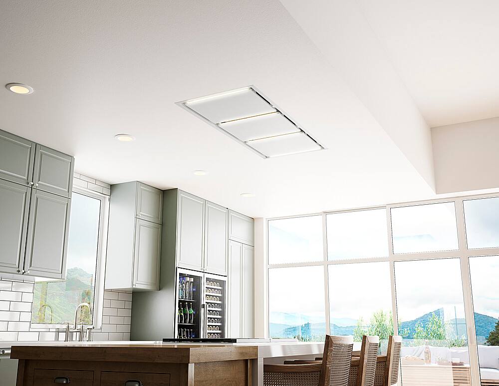 Alt View 12. Zephyr - Lux Connect 63 in. Shell Only Island Range Hood with LED Lights - White.