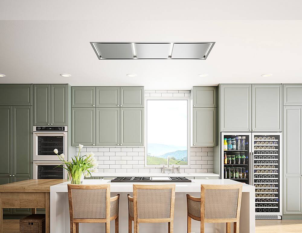 Alt View 11. Zephyr - Lux Connect 63 in. Shell Only Island Range Hood with LED Lights - Stainless Steel.