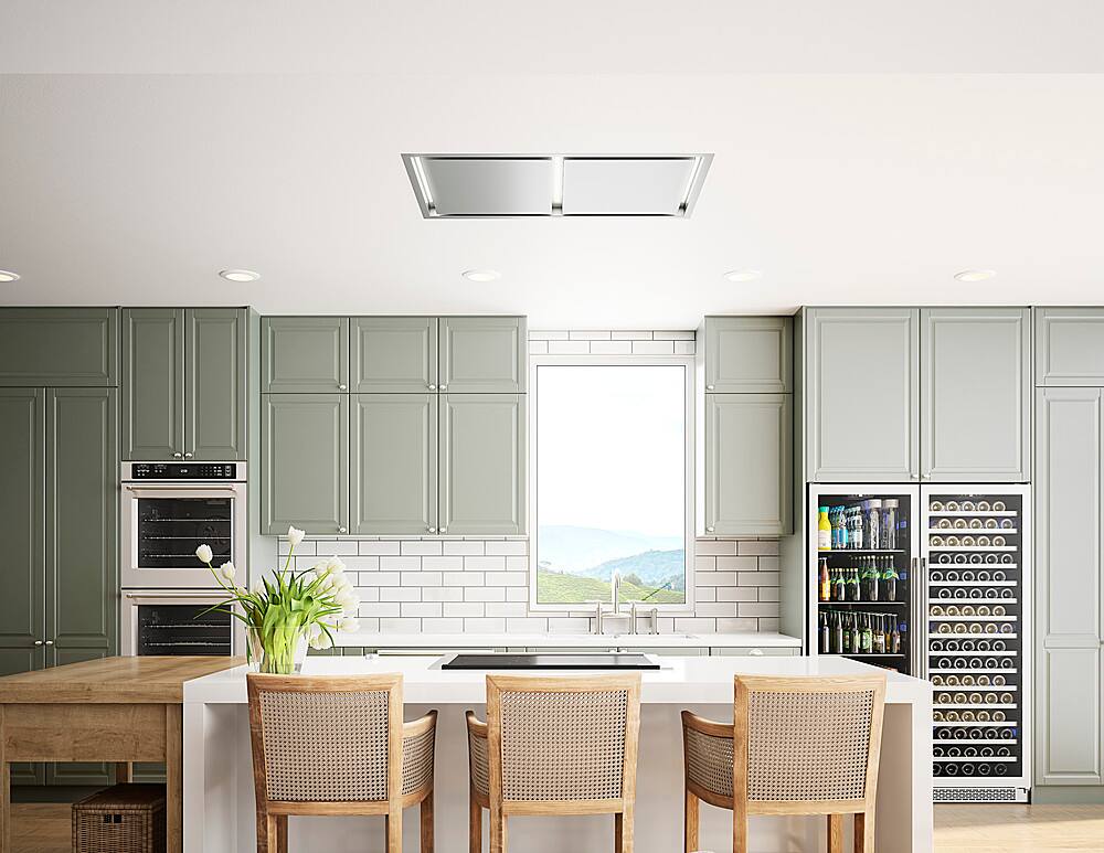 Alt View 11. Zephyr - Lux Connect 43 in. Shell Only Island Range Hood with LED Lights - Stainless Steel.