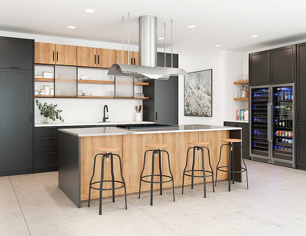 Alt View 13. Zephyr - Trapeze 60" Shell Only Island Mount Range Hood with LED Lights - Stainless Steel.