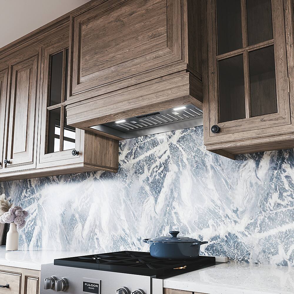 Alt View 12. Zephyr - Tornado I 34 in. 600 CFM Convertible Insert Mount Range Hood with LED Light - Stainless Steel.