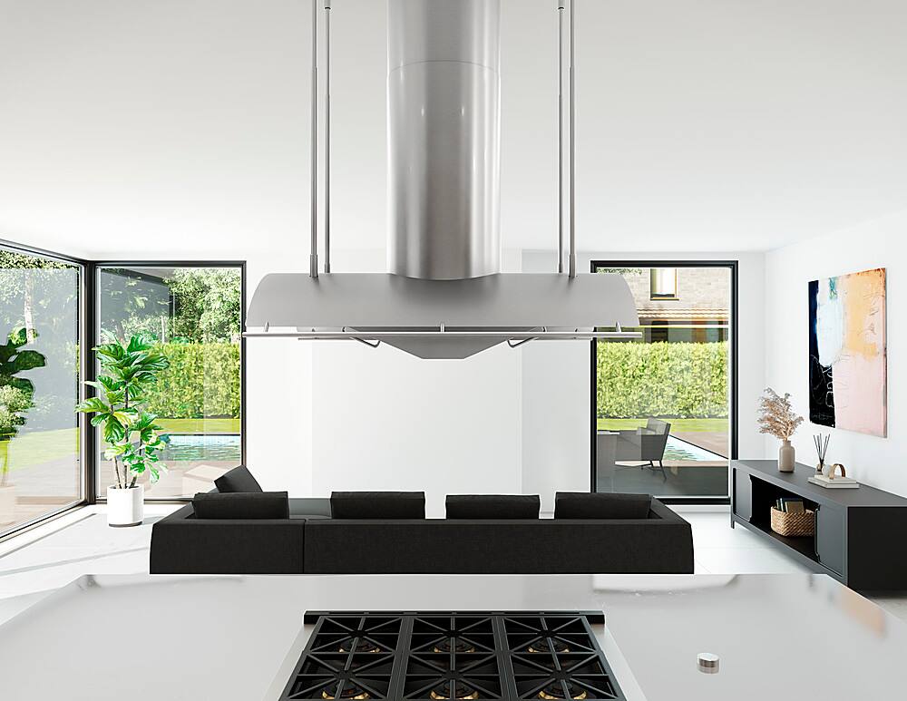 Alt View 11. Zephyr - Trapeze 36 in. Shell Only Island Mount Range Hood with LED Lights - Stainless Steel.