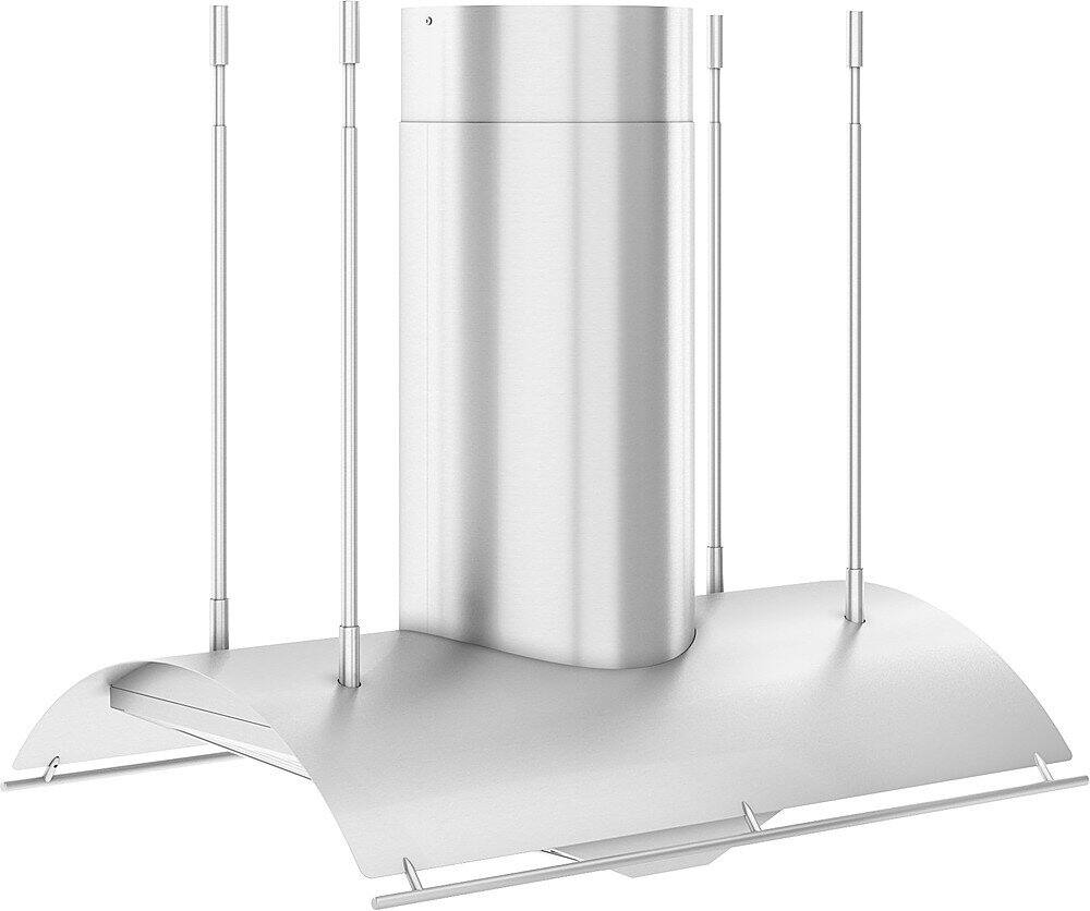 Left. Zephyr - Trapeze 36 in. Shell Only Island Mount Range Hood with LED Lights - Stainless Steel.