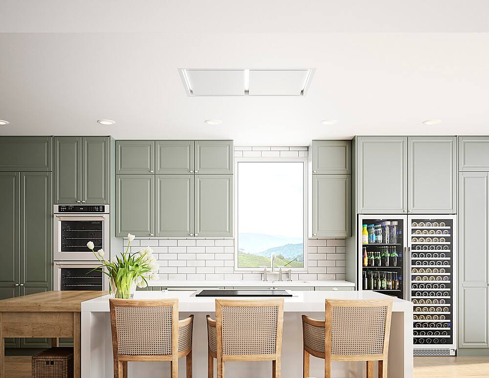 Alt View 11. Zephyr - Lux Connect 43 in. Shell Only Island Range Hood with LED Lights - White.