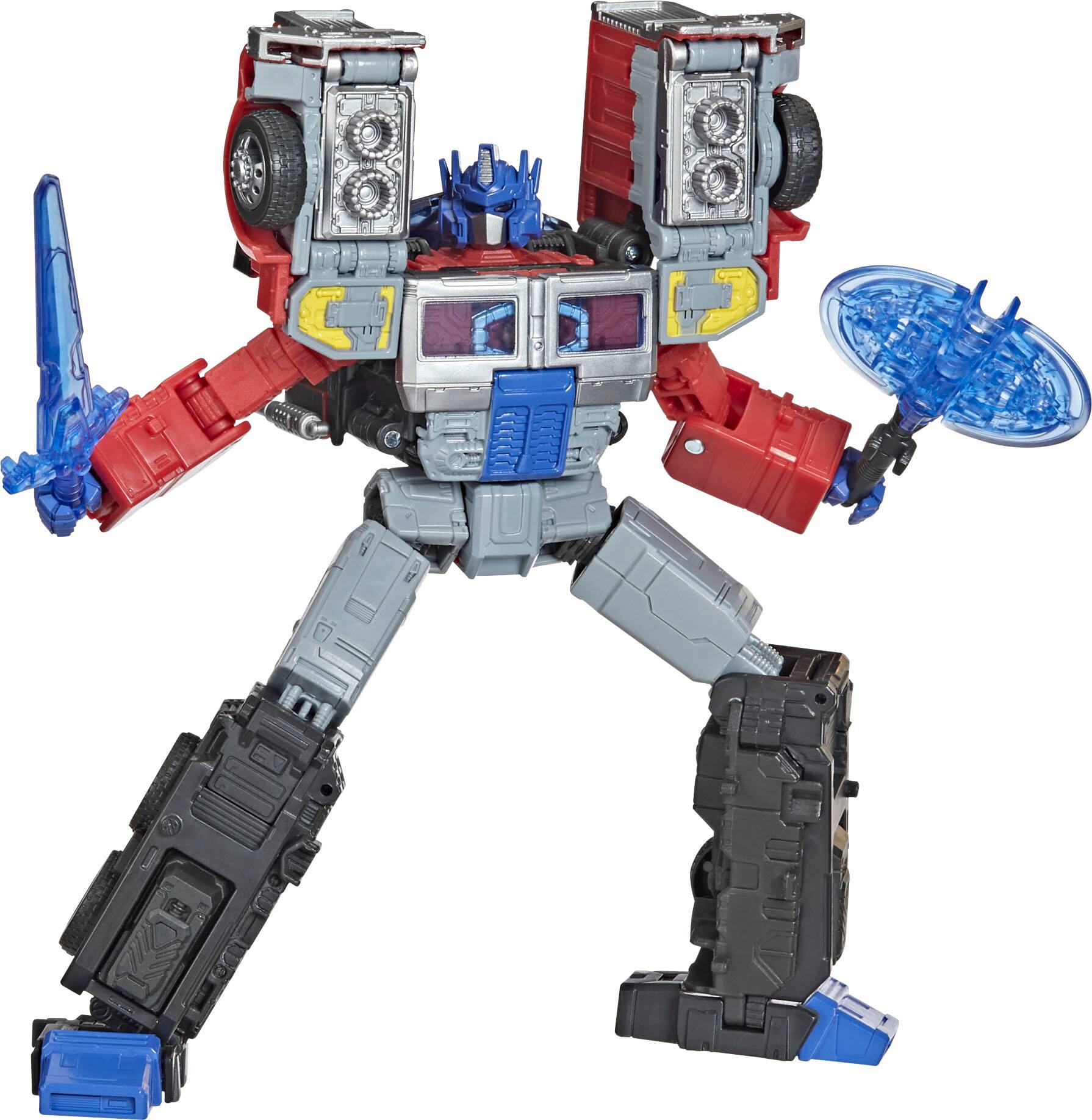 Left. Transformers - Generations Legacy Series Leader G2 Universe Laser Optimus Prime.