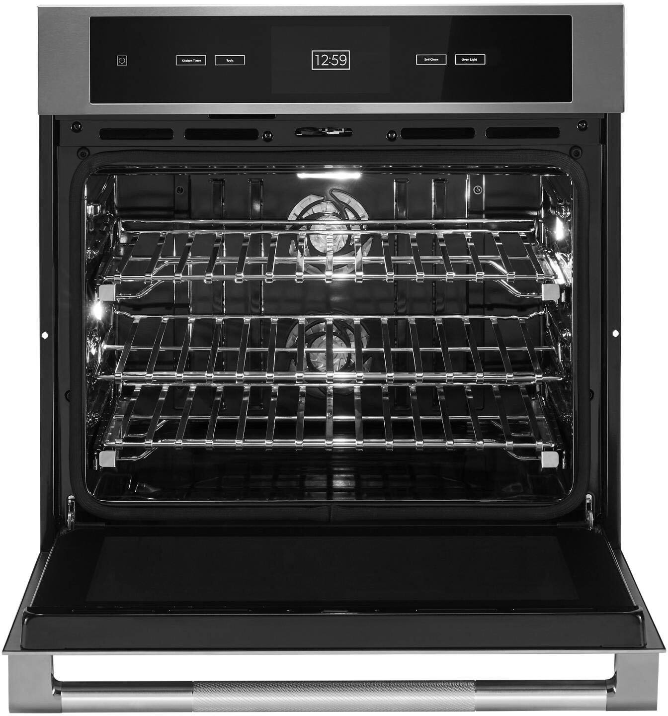 Alt View 1. JennAir - 30" Built-In Single Electric Wall Oven - Floating Glass Black.